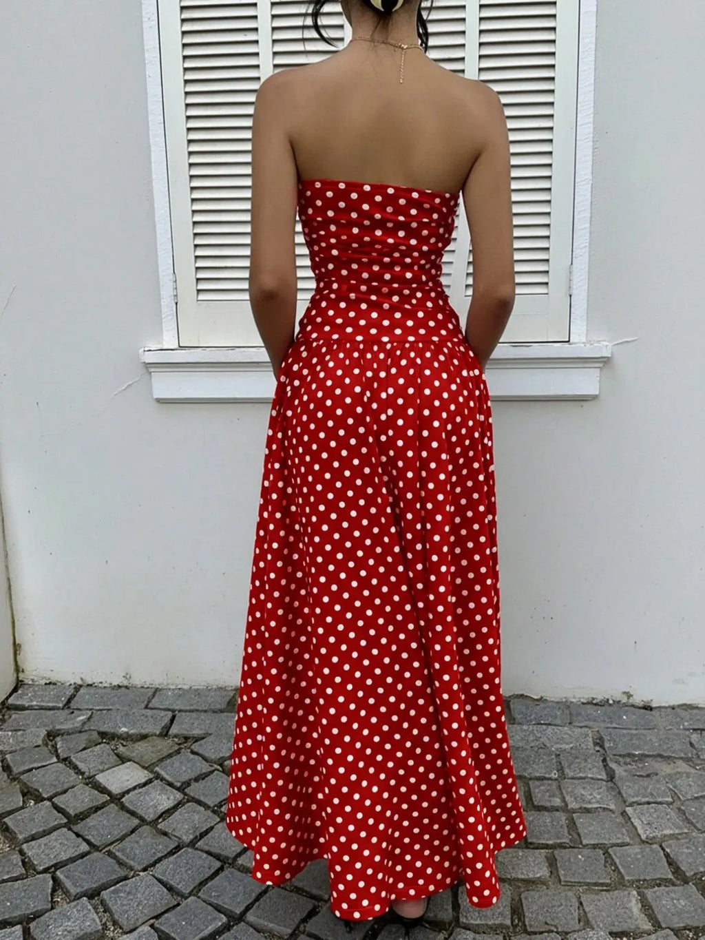 Women'S Elegant Fashion Polka Dot Print Halter Dress, Stylish Chic Sleeveless Maxi Dress for Parties and Casual Wear, Summer Fashion