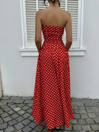 Women'S Elegant Fashion Polka Dot Print Halter Dress, Stylish Chic Sleeveless Maxi Dress for Parties and Casual Wear, Summer Fashion