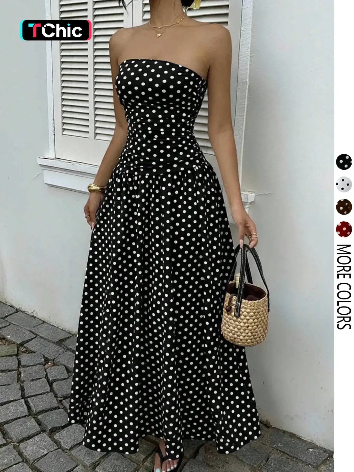 Women'S Elegant Fashion Polka Dot Print Halter Dress, Stylish Chic Sleeveless Maxi Dress for Parties and Casual Wear, Summer Fashion