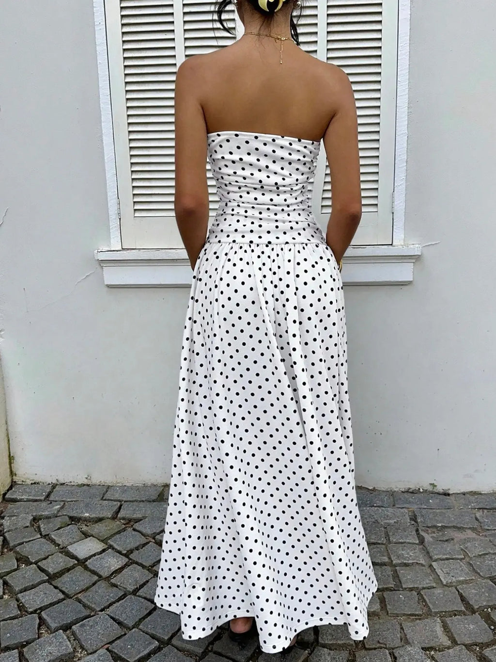 Women'S Elegant Fashion Polka Dot Print Halter Dress, Stylish Chic Sleeveless Maxi Dress for Parties and Casual Wear, Summer Fashion