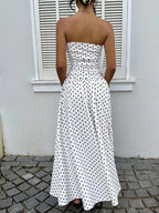 Women'S Elegant Fashion Polka Dot Print Halter Dress, Stylish Chic Sleeveless Maxi Dress for Parties and Casual Wear, Summer Fashion