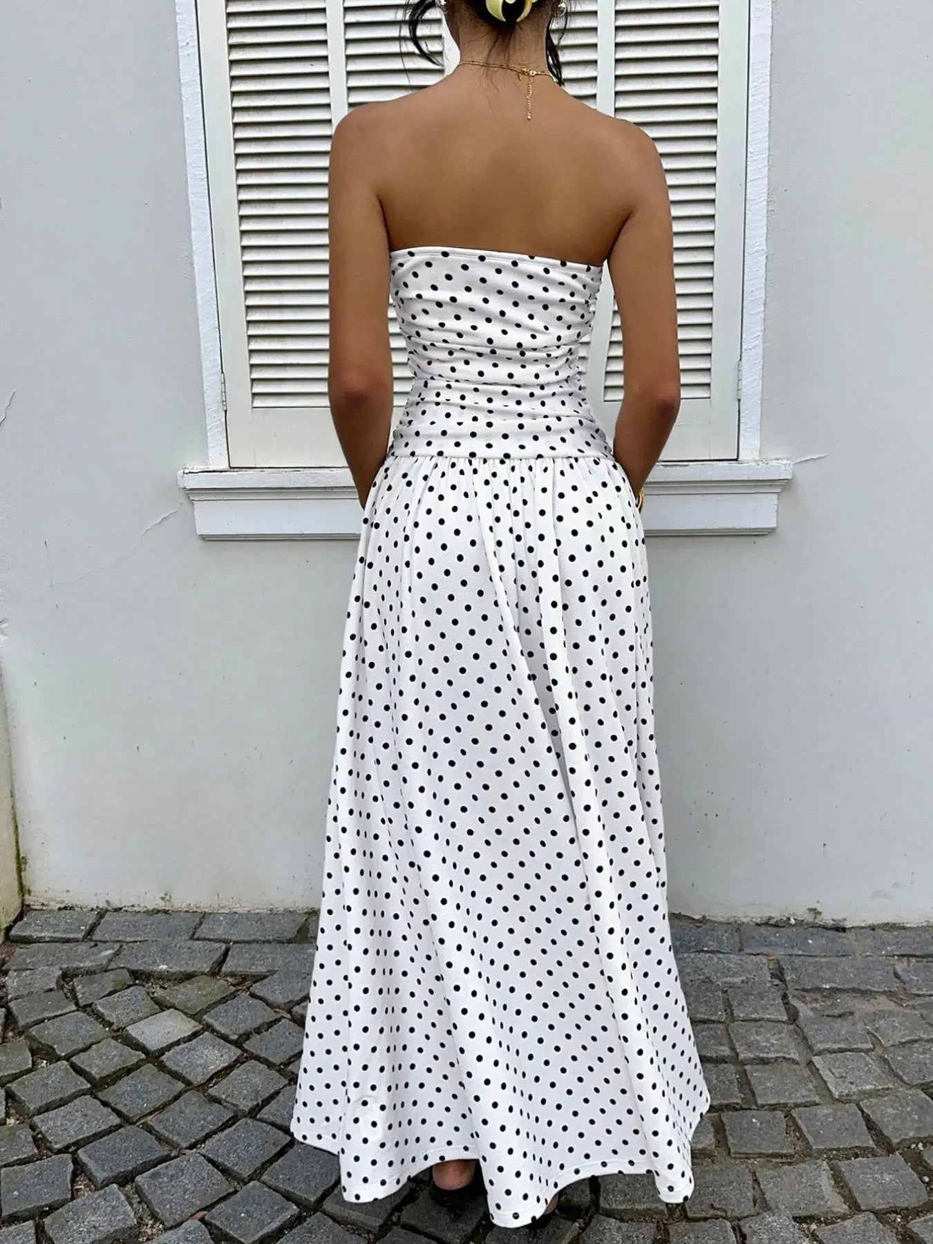Women'S Elegant Fashion Polka Dot Print Halter Dress, Stylish Chic Sleeveless Maxi Dress for Parties and Casual Wear, Summer Fashion