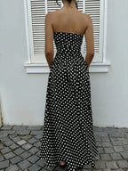 Women'S Elegant Fashion Polka Dot Print Halter Dress, Stylish Chic Sleeveless Maxi Dress for Parties and Casual Wear, Summer Fashion