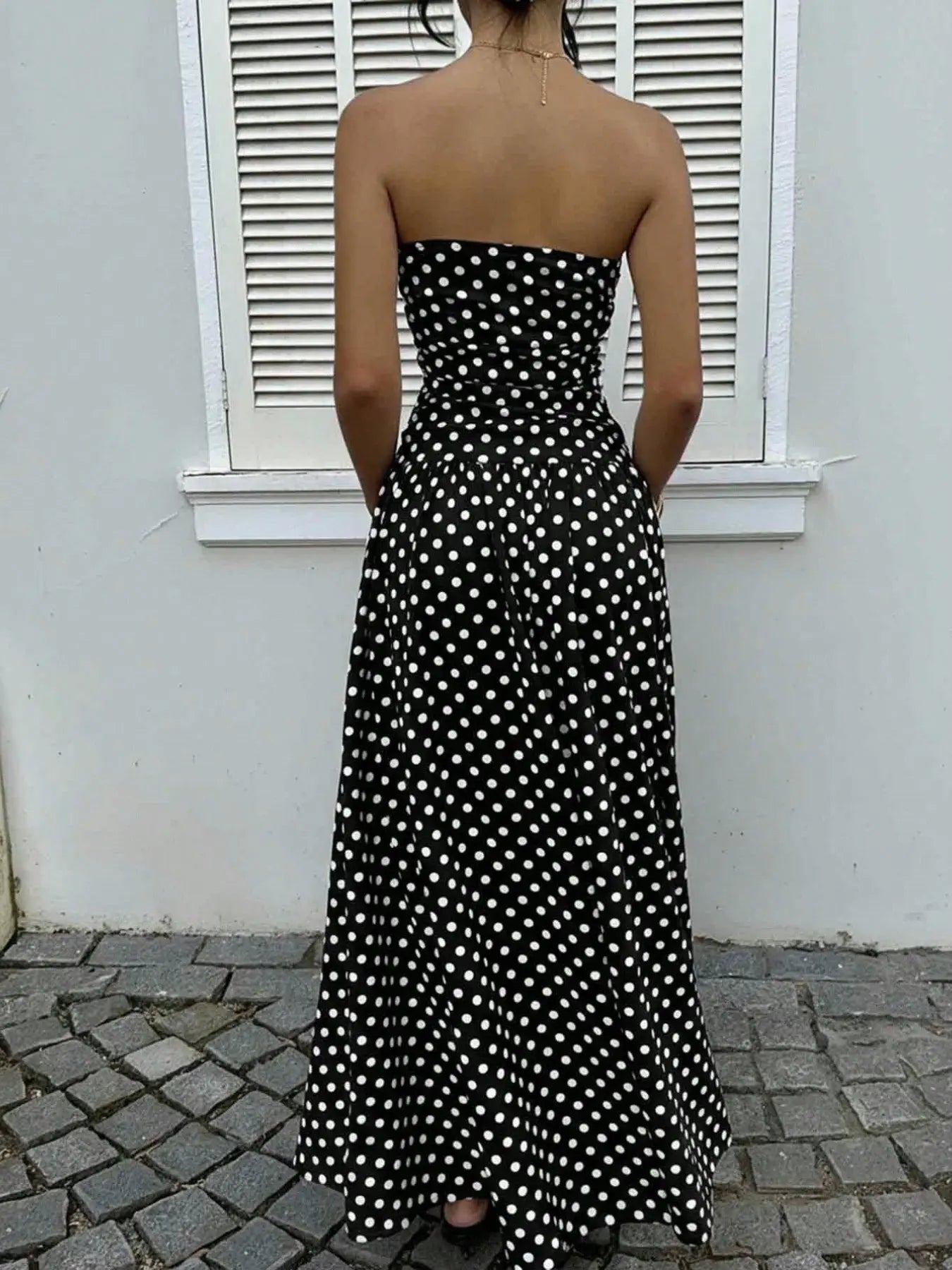 Women'S Elegant Fashion Polka Dot Print Halter Dress, Stylish Chic Sleeveless Maxi Dress for Parties and Casual Wear, Summer Fashion